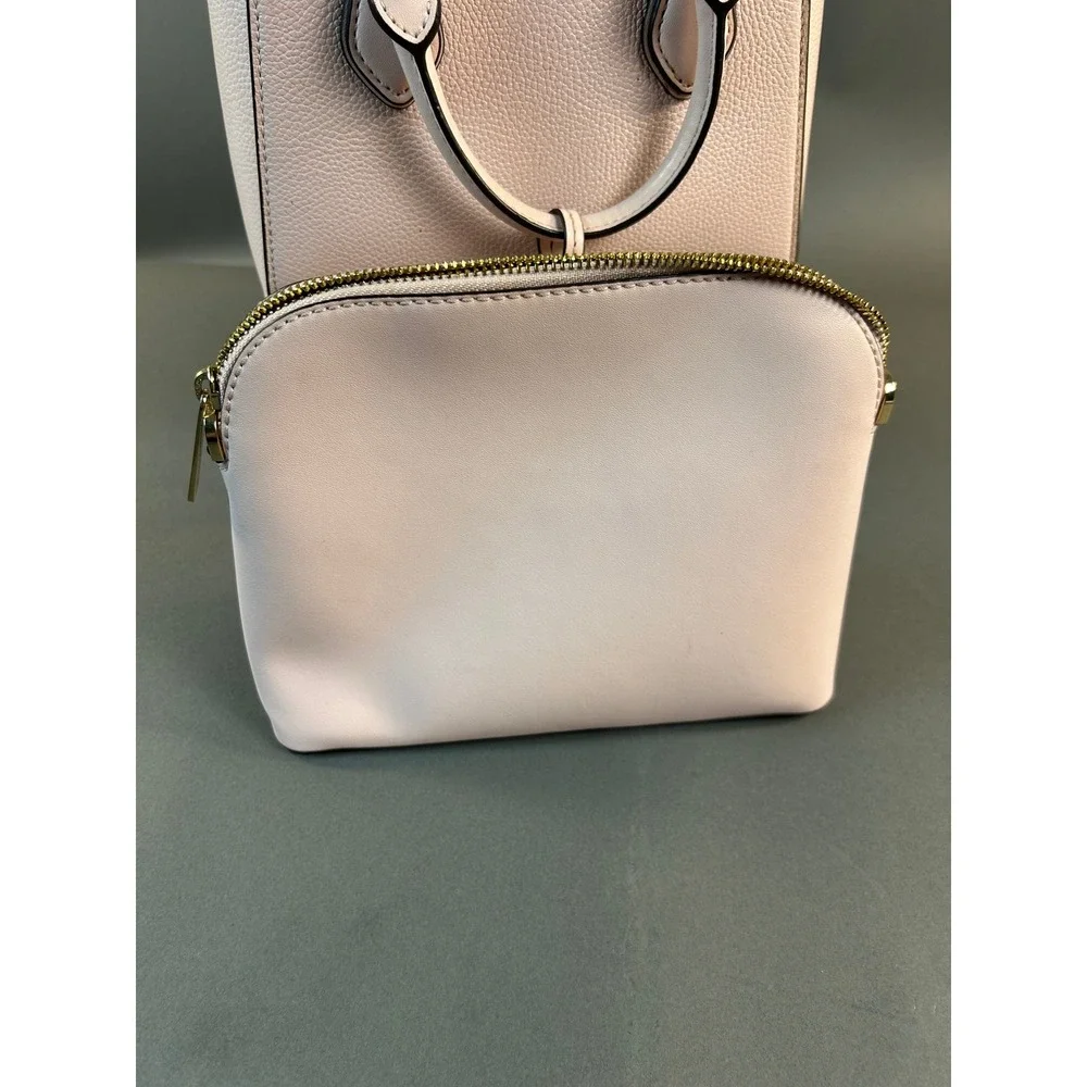 Michael Kors Pink Pebbled Leather Satchel and Dome Pouch 2-in-1 Handbag Set